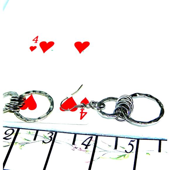 Vintage Progressive Double Hammered Hoops Attached By Hoops Earrings - Picture 6 of 6